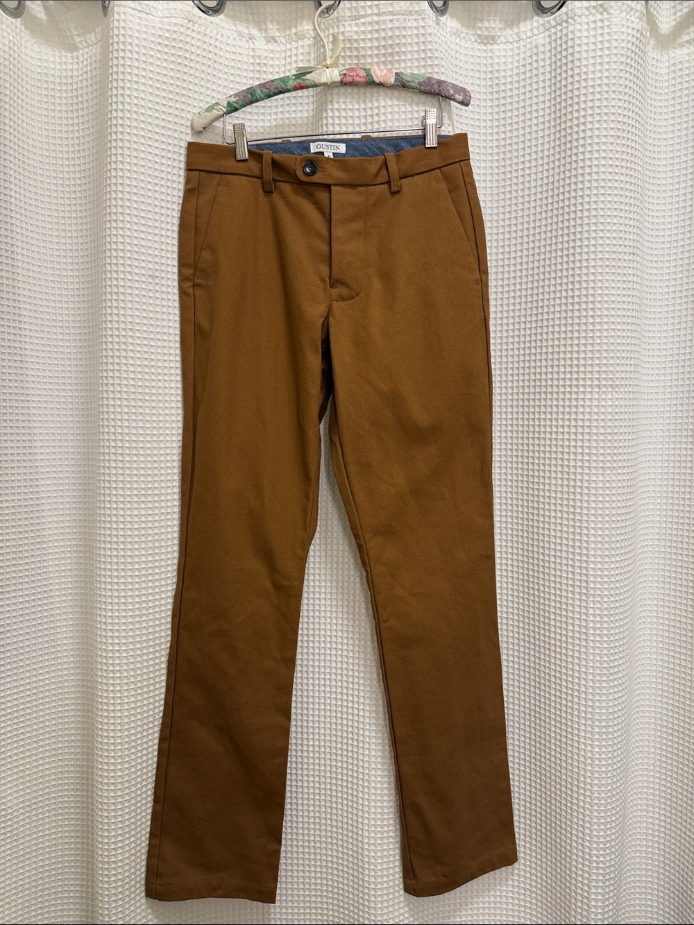 Gustin Men's Tan-Brown Tailored Chino Pants - size 31